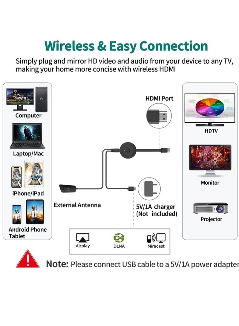 Arabest 4K Wireless HDMI Display Dongle Adapter 1080P, WiFi Streaming Movies, Shows, and Live TV Receiver from iPhone, iPad, Android, Tablet, Window to HDTV/Monitor/Projector, Miracast, Airplay, DLNA, Chrome  - Image 2
