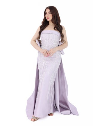 An elegant top evening dress with a back bow in two colors of mauve and tiffany. It features luxurious and elegant embroidery to give you beauty and elegance. - pzsku/Z2A2BE7C9167416C05BB6Z/45/_/1693985651/23f17f8f-db81-4d13-b158-021aa7b6200e