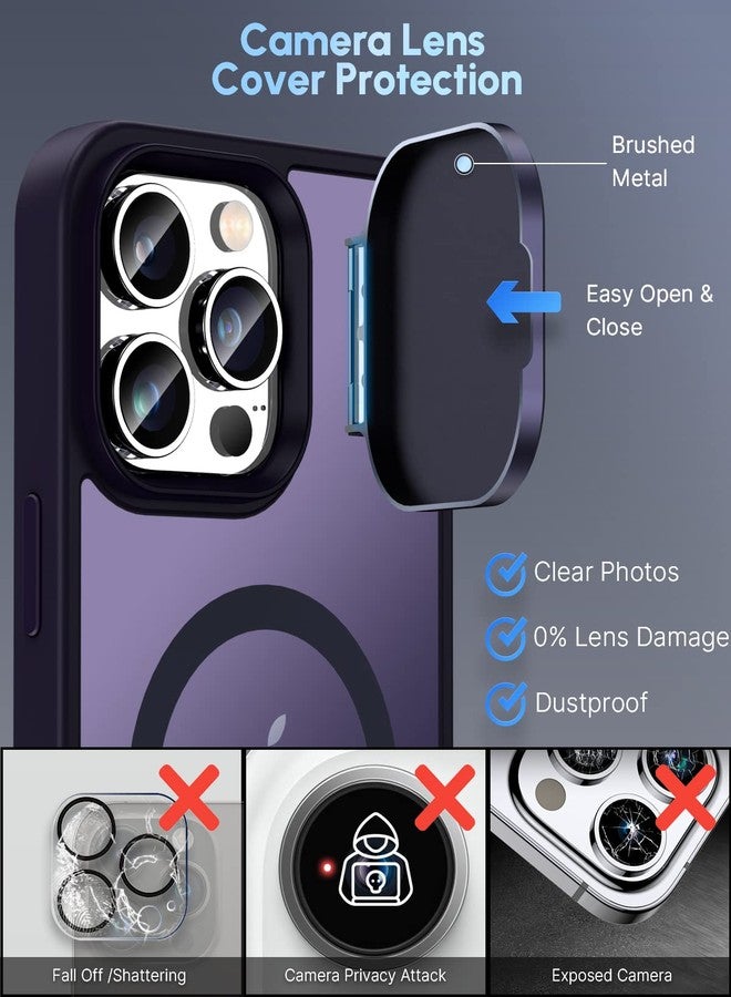Silverback for iPhone 14 Pro Case with Camera Cover, MagSafe-Compatible Case with Built-in Stand, Magnetic Phone Case Translucent Matte Shockproof for iPhone 14 Pro 6.1 inch - Deep Purple - Image 3