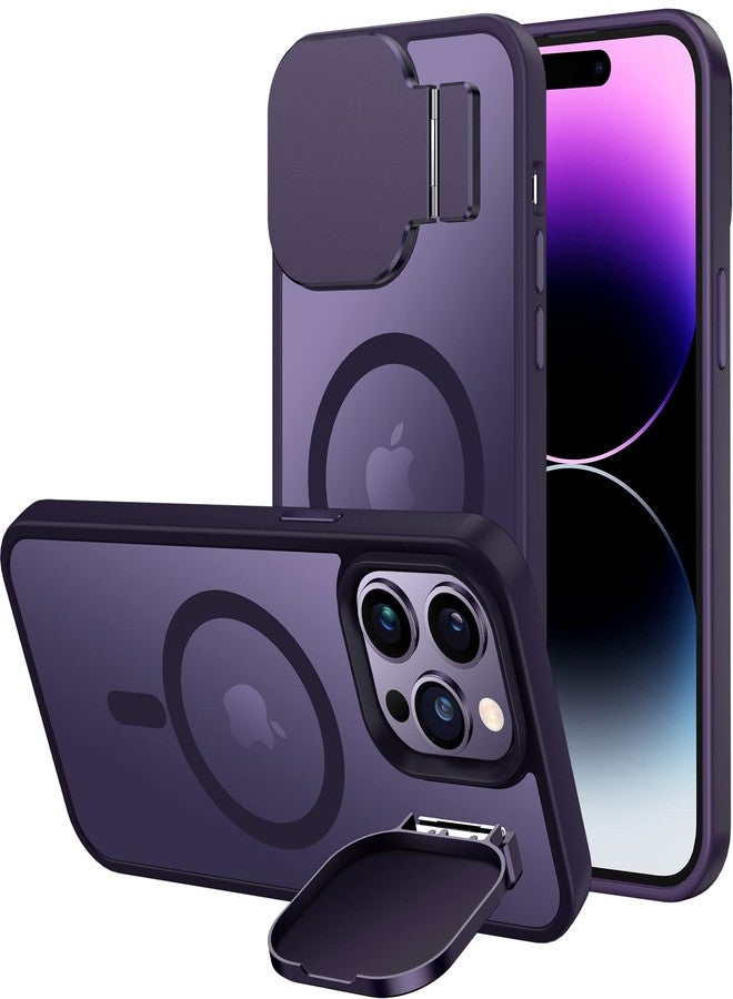 Silverback for iPhone 14 Pro Case with Camera Cover, MagSafe-Compatible Case with Built-in Stand, Magnetic Phone Case Translucent Matte Shockproof for iPhone 14 Pro 6.1 inch - Deep Purple - Image 1