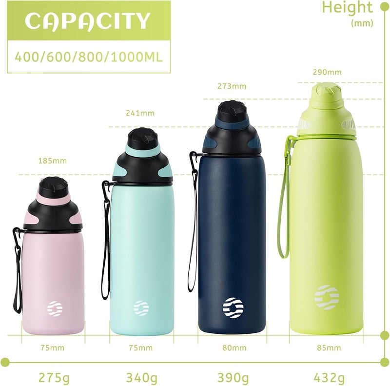 FjBottle Stainless Steel Water Bottle 600ml/800ml/1L/1.5L with Magnetic Lid, BPA Free Insulated Water Bottle, Sports Metal Water Bottle Hot&Cold Drinks Vacuum Flask Leak-Proof for Gym, Work, Travel - Image 4