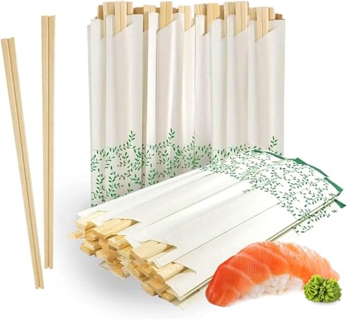 Solid No Splinters Chopsticks 120 pairs  Individually Wrapped Disposable Wooden Chopstick  Best for Sushi  Asian Dishes