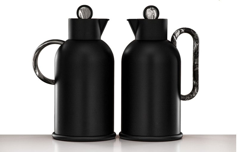 Almarjan 2-Piece Vacuum Flask Set – 1L + 1L – Black  Finish - Image 1