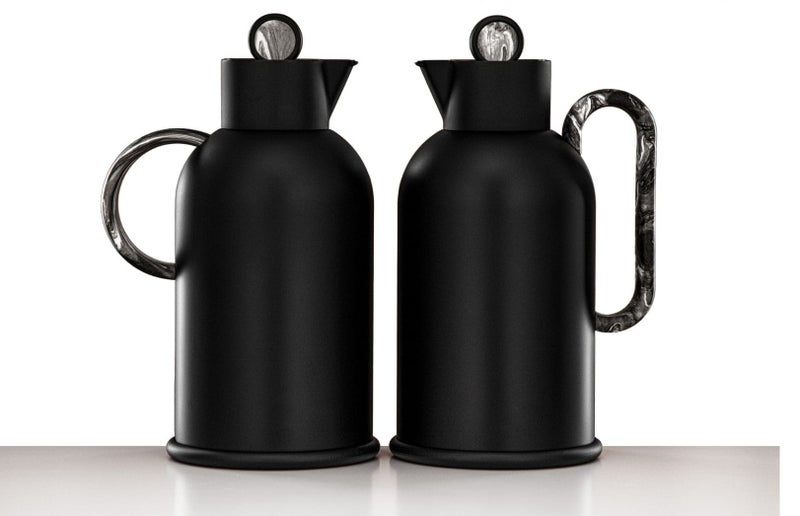 Almarjan 2-Piece Vacuum Flask Set – 1L + 1L – Black  Finish - Image 2