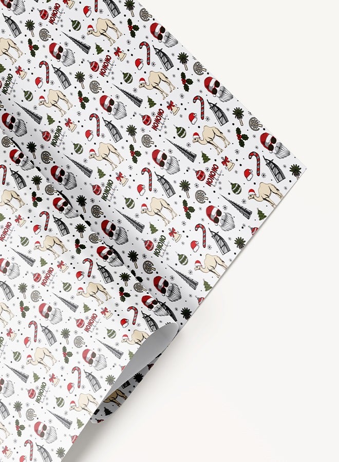 Share the Love Santa White Christmas Wrapping Paper – UAE-Themed Festive Gift Wrap, 4 Premium Sheets (50 x 70 cm Each) for Holiday Presents & Seasonal Celebrations - Image 1