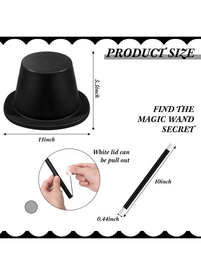 Satinior SATINIOR 12 Pcs Magician Black Top Hat Plastic top Hats with 12 Magician Wands Plastic Large Magic Party Favors for Kids Dress up Party Birthday Supplies - Image 2