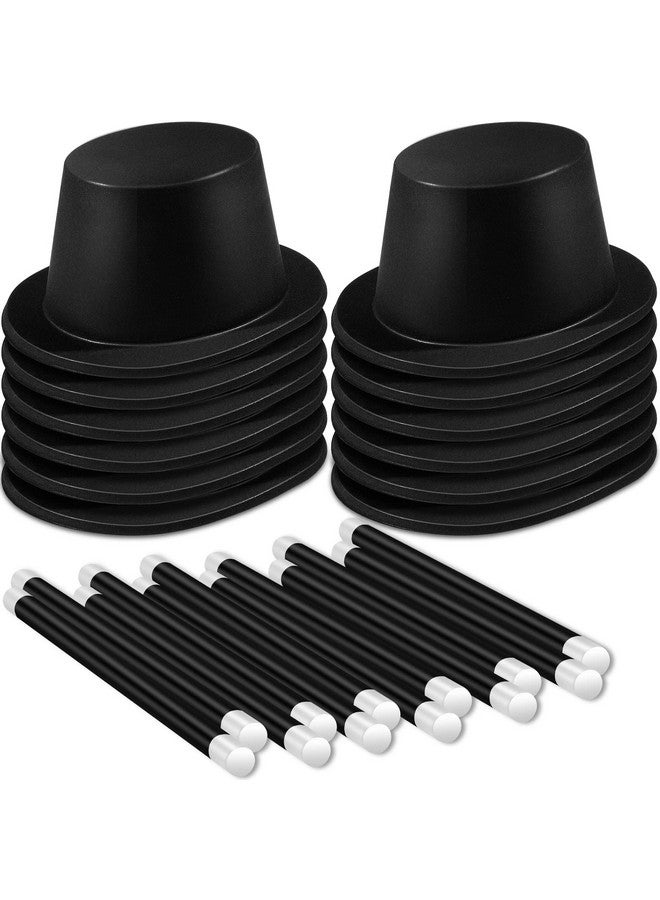Satinior SATINIOR 12 Pcs Magician Black Top Hat Plastic top Hats with 12 Magician Wands Plastic Large Magic Party Favors for Kids Dress up Party Birthday Supplies - Image 1