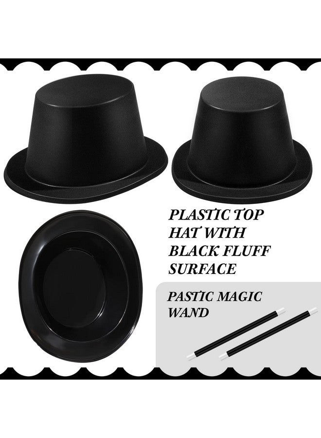 Satinior SATINIOR 12 Pcs Magician Black Top Hat Plastic top Hats with 12 Magician Wands Plastic Large Magic Party Favors for Kids Dress up Party Birthday Supplies - Image 3