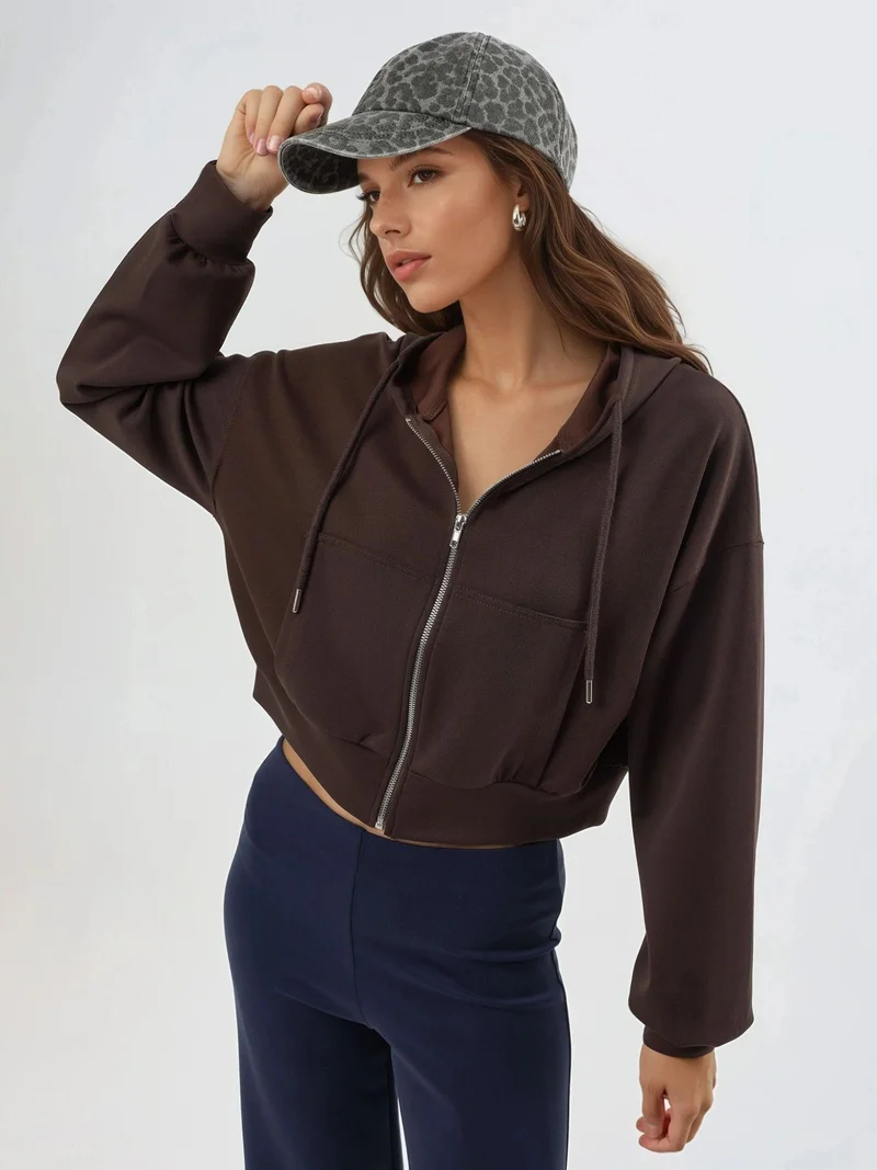 Busem BUSEM Hooded Zippered Short Jacket