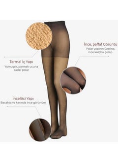 Qalina Life Fleece Inside Woven Skin Look Women's Thermal Tights  - Image 2