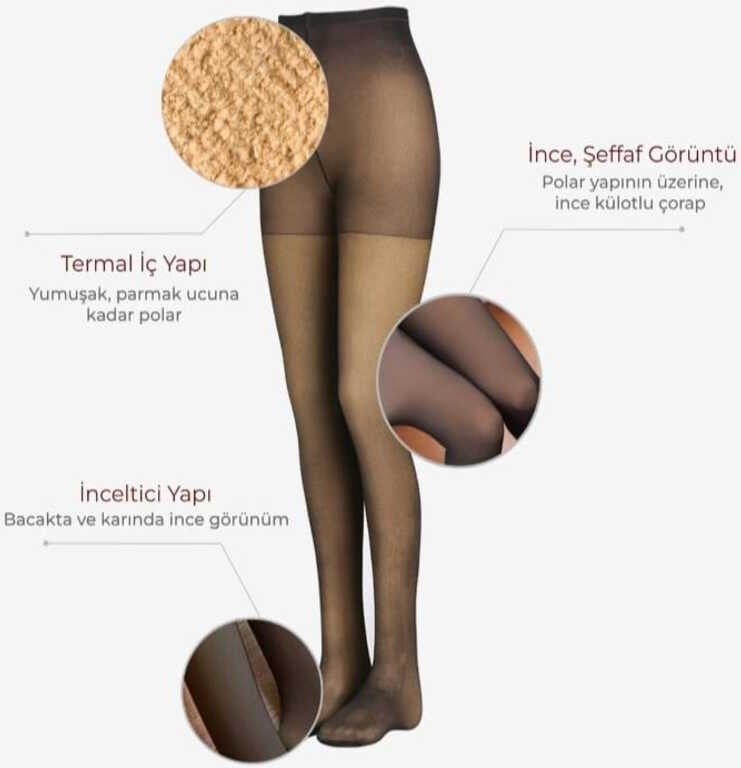 Qalina Life Fleece Inside Woven Skin Look Women's Thermal Tights  - Image 2