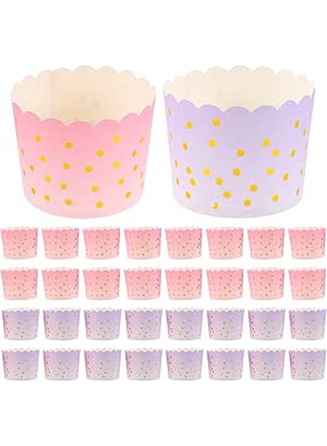 100pcs Mini Muffin Paper Cup Liners Pink Purple Foil Polka Dot Baking Wrappers Disposable - Image 1