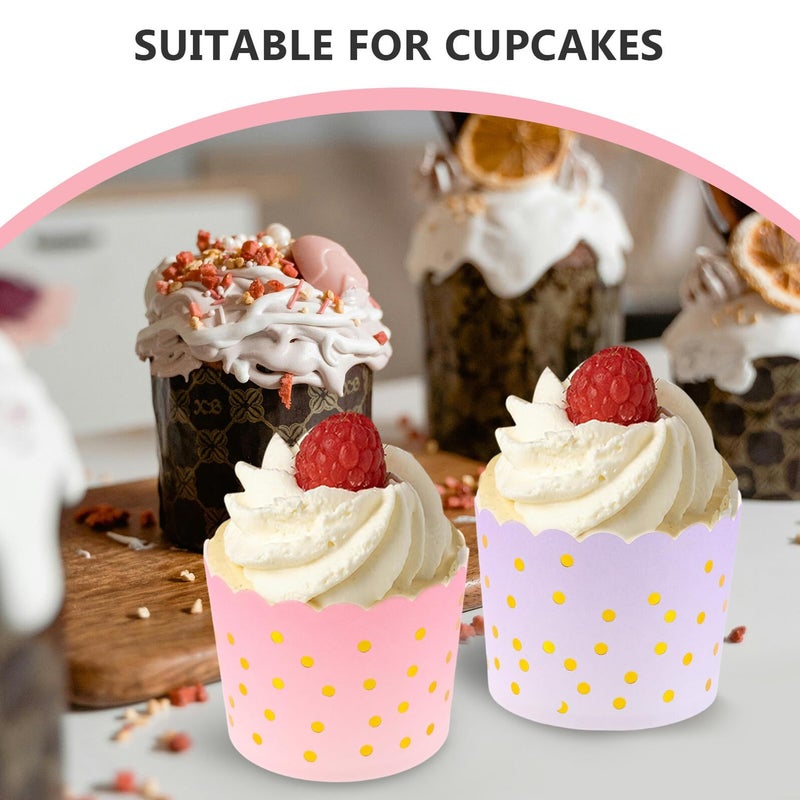 100pcs Mini Muffin Paper Cup Liners Pink Purple Foil Polka Dot Baking Wrappers Disposable - Image 4