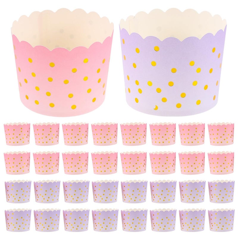 100pcs Mini Muffin Paper Cup Liners Pink Purple Foil Polka Dot Baking Wrappers Disposable - Image 2