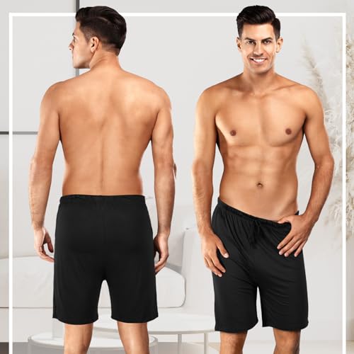 Bunnycool 3 Pack Men's Pajama Shorts Sleep Lounge Shorts Sleepwear Pants Big and Tall Sleep Pj Bottoms Elastic Waist with Pockets(4xl,Black, Dark Gray, Army Green) - Image 2