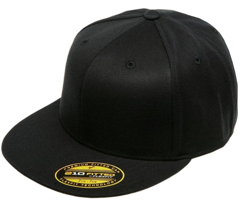 Flexfit Men's 210 Flatbill Premium Fitted Baseball Cap Black - Image 2