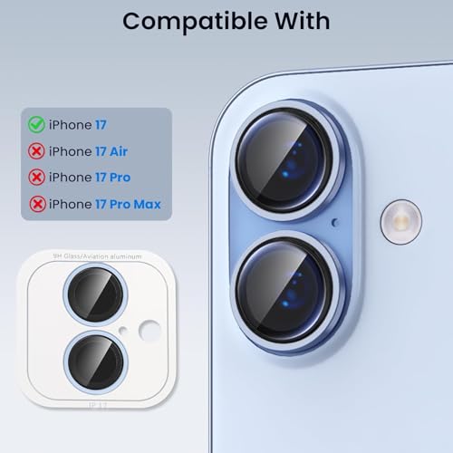 Lensarmor® Compatible With Mist Blue iPhone 17 Camera Lens Protector – 9H Tempered Glass, Scratch Resistant, Flash-Friendly Premium Lens Cover - Image 2