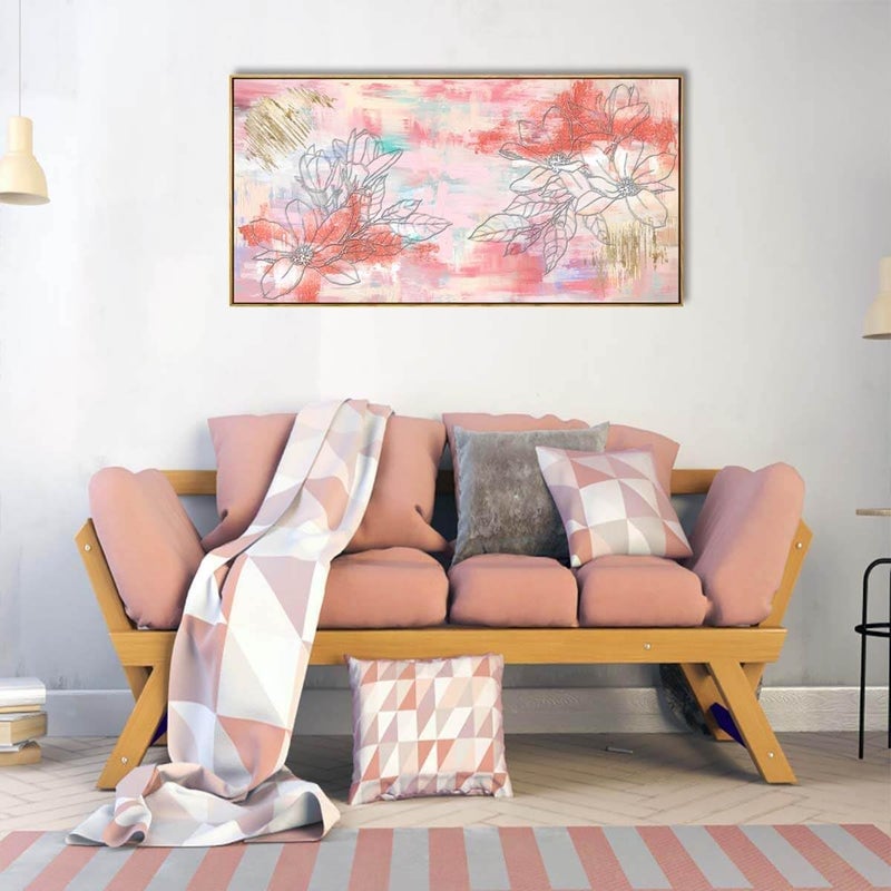PulsatingFingertip Large Abstract Canvas Wall Art - Pink and Gold - Image 4