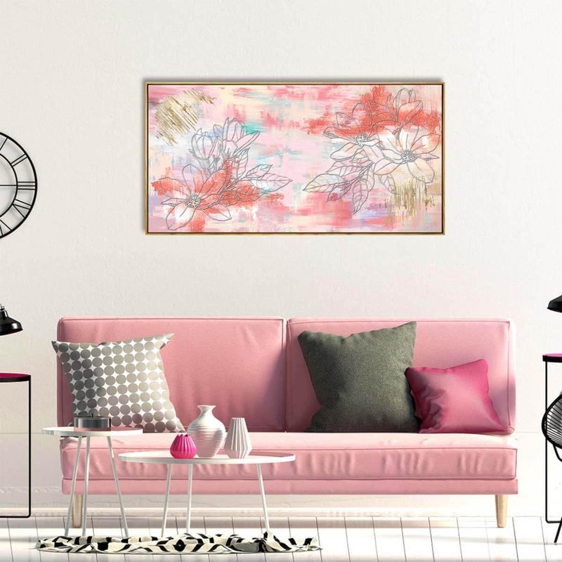 PulsatingFingertip Large Abstract Canvas Wall Art - Pink and Gold - Image 5