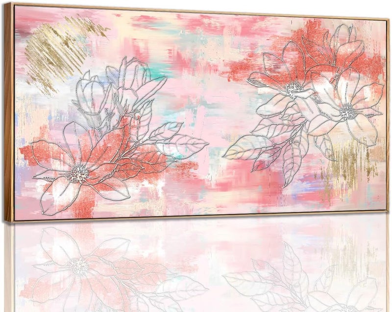 PulsatingFingertip Large Abstract Canvas Wall Art - Pink and Gold - Image 1