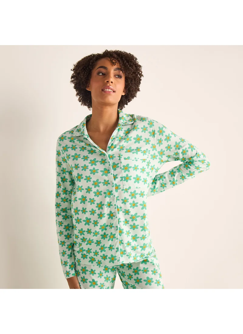 فاف Floral Print Shirt and Pyjama Set