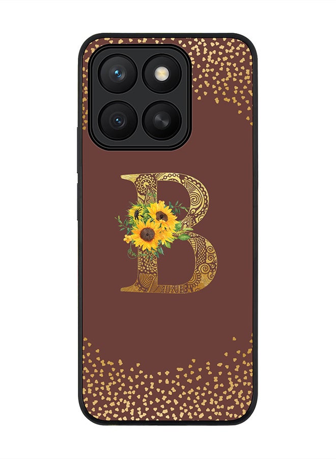 Stylizedd For Honor X8c Case,Slim fit Camera Protection, Shockproof Thin Phone cover  - Custom Floral Monogram - B  (Brown )