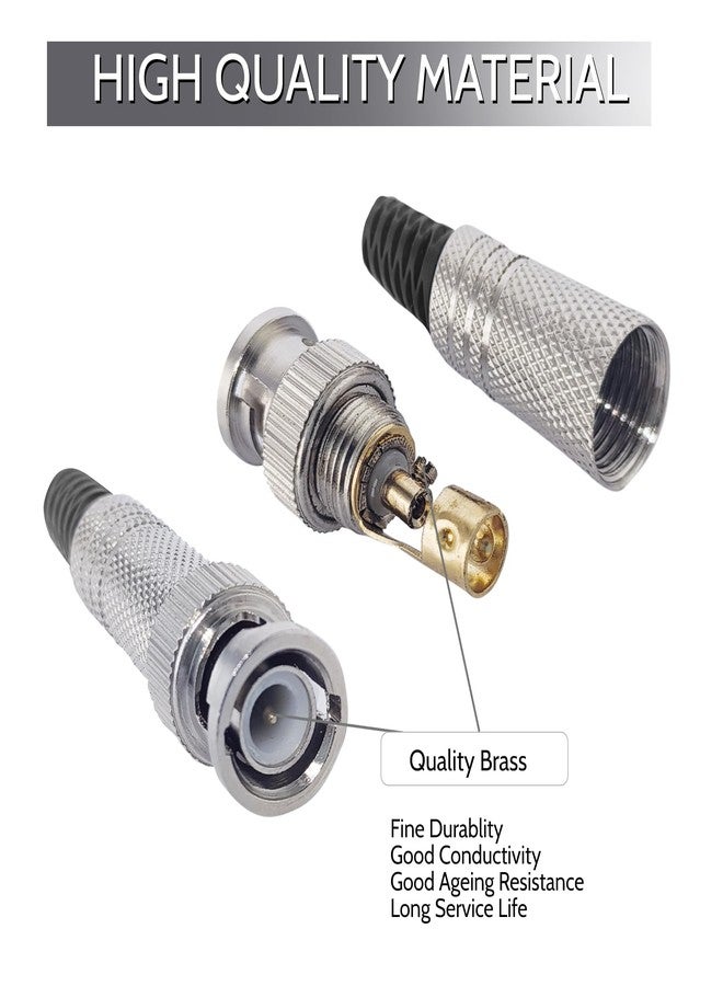 MX BNC Male Connectors for RG58 Coaxial Cable – Fully Metal & Copper-Plated with Gold-Plated Pin for CCTV and Surveillance Systems – Pack of 10 - Image 2