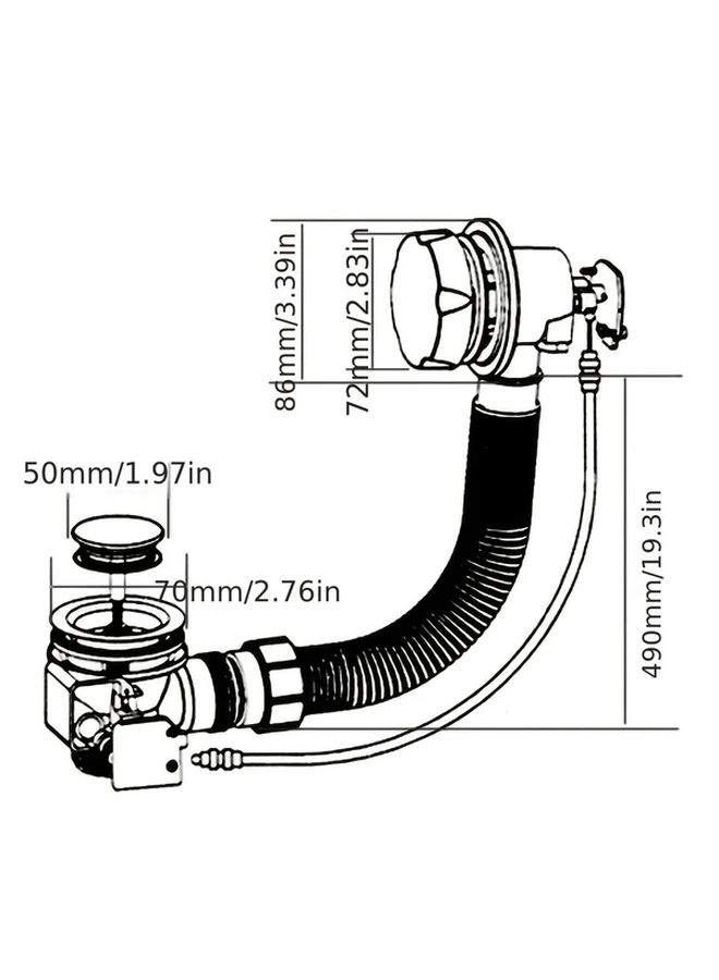 Talea 70mm Stainless Steel Pop Up Bathtub Drain Smooth Flow Fits 48 58mm Openings Pvc Hose Included XJ148C041 - Image 3