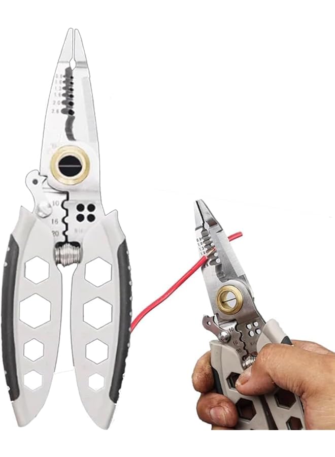 promass 7-Inch Multipurpose Wire Stripper, 2024 Upgrade Heavy Duty Multi-Purpose Electrical Wire Stripping Tool, 4 in 1 Wire Strippers And Crimping Tool for Stripping, Cutting and Crimping