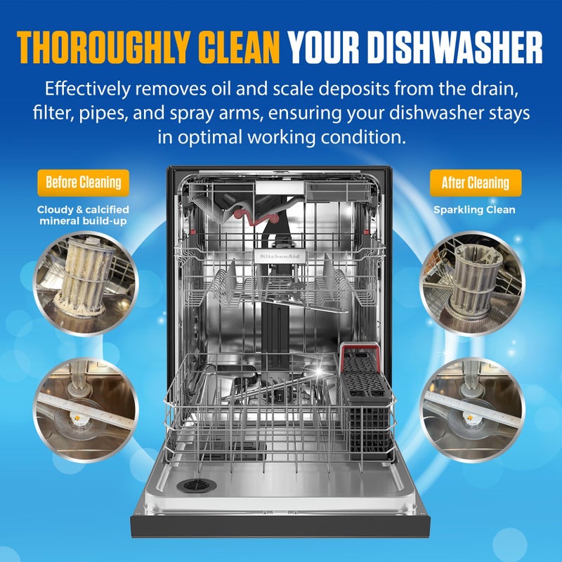 Bastion Dishwasher Cleaner Tablets, Lemon Scent, 3-Month Supply (6 Pods), Powerful Cleaning & Odor Removal, Descaling Tablets - Image 2