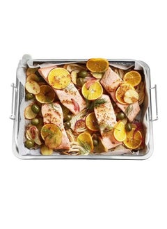 Generic Roasting tray with strainer, 2*1, silver stainless steel tray  - Image 3