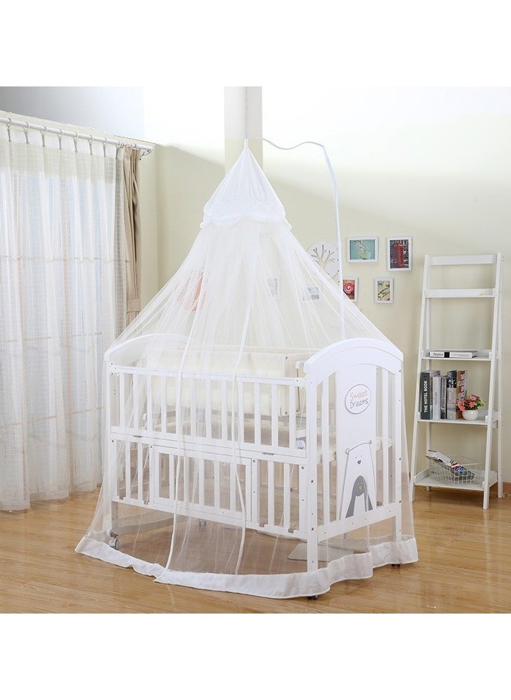 Baby Life - Baby Crib, Baby Wooden Cot, Bed Multifunctional  Rocker, Convertible Desk And Kids Sofa With Mosquito Net - Image 1