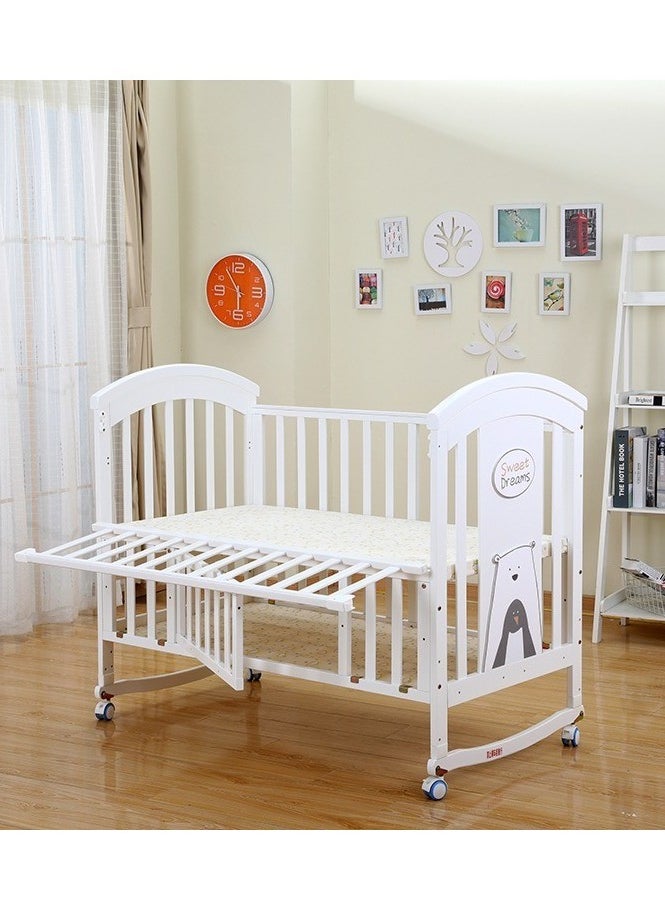 Baby Life - Baby Crib, Baby Wooden Cot, Bed Multifunctional  Rocker, Convertible Desk And Kids Sofa With Mosquito Net - Image 1