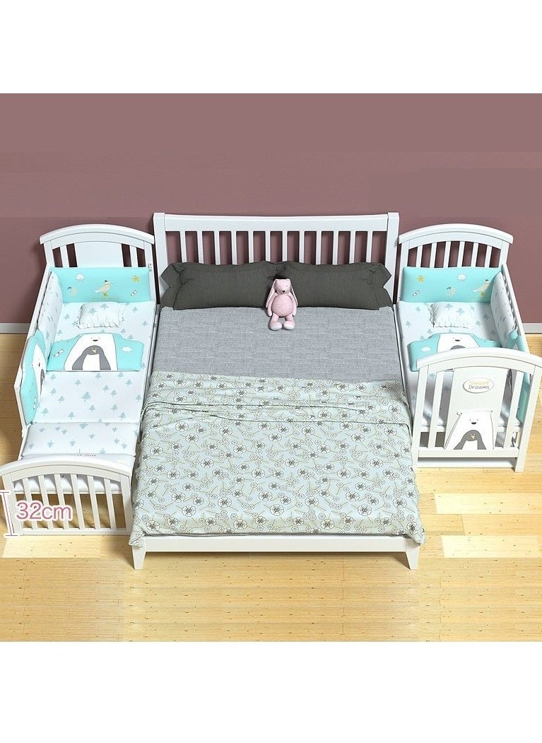 Baby Life - Baby Crib, Baby Wooden Cot, Bed Multifunctional  Rocker, Convertible Desk And Kids Sofa With Mosquito Net - Image 1