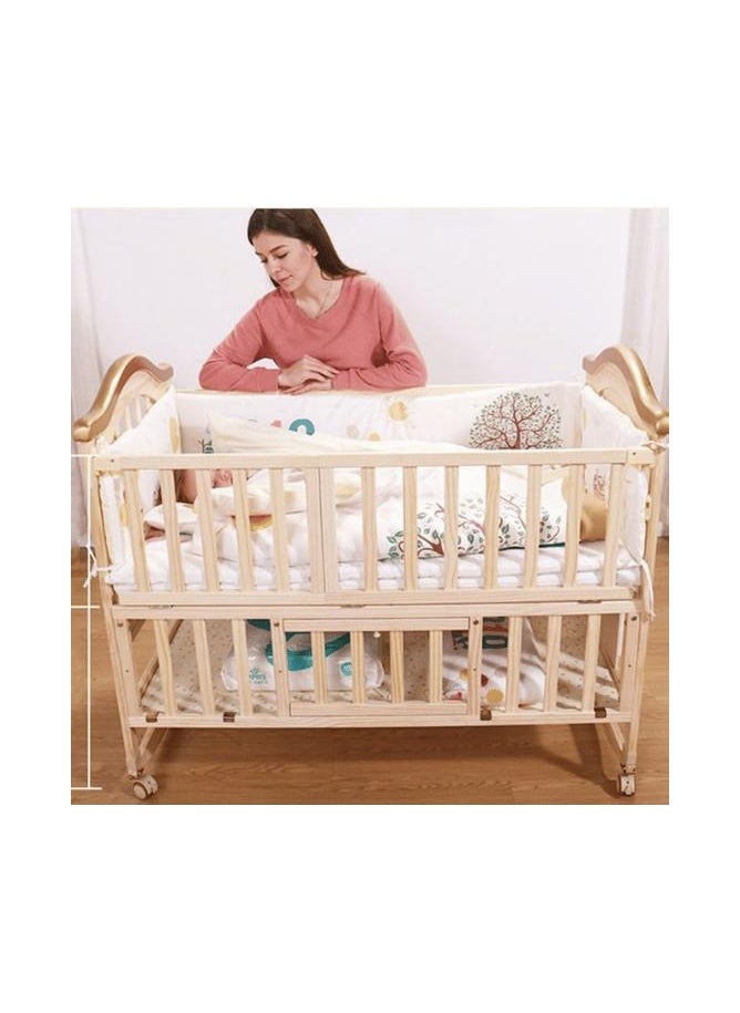 Baby Life - Baby Crib, Baby Wooden Cot, Bed Multifunctional  Rocker, Convertible Desk And Kids Sofa With Mosquito Net - Image 1