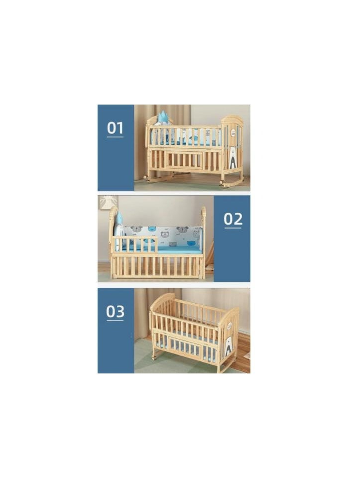 Baby Life - Baby Crib, Baby Wooden Cot, Bed Multifunctional  Rocker, Convertible Desk And Kids Sofa With Mosquito Net - Image 1
