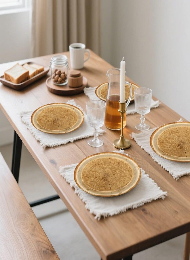 HiEnjoin 50 Count Wood Grain Paper Plates, Disposable Tableware Set Camping Farmhouse Party Table Decorations Farm Theme Dinner Party Supplies - Image 5