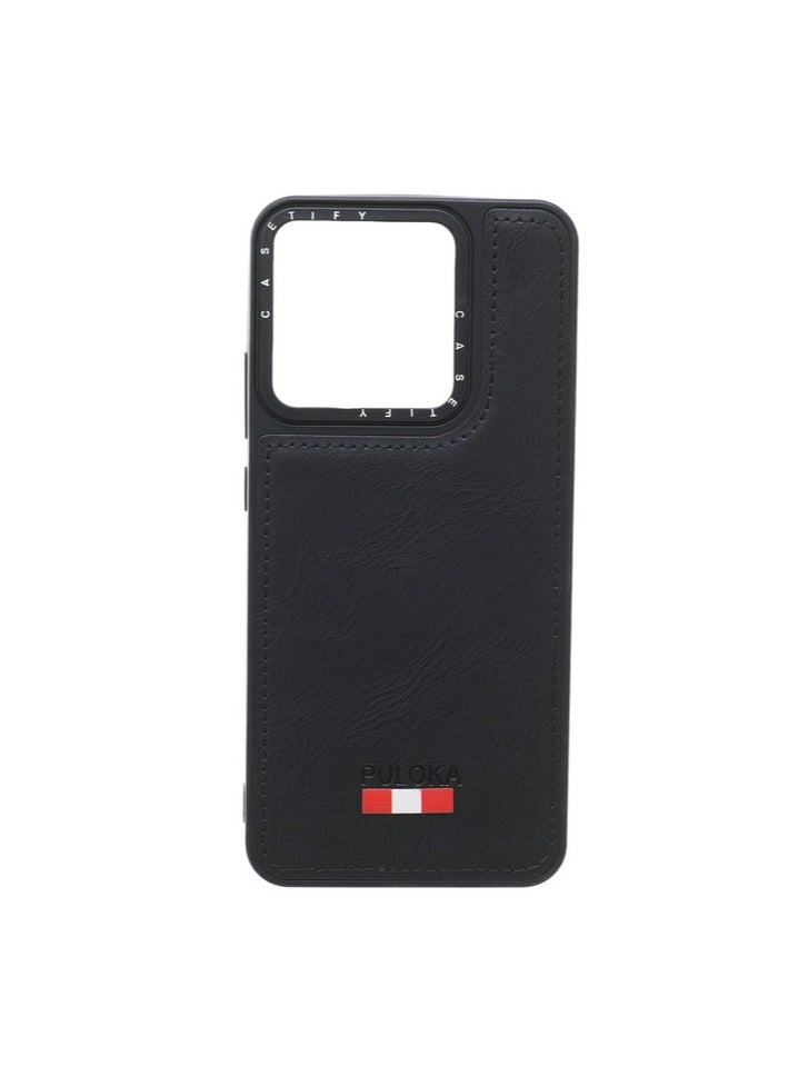 Leather Silicone And Plastic Back Phone Protection Cover For Infinix Smart 7 - Black - Image 1
