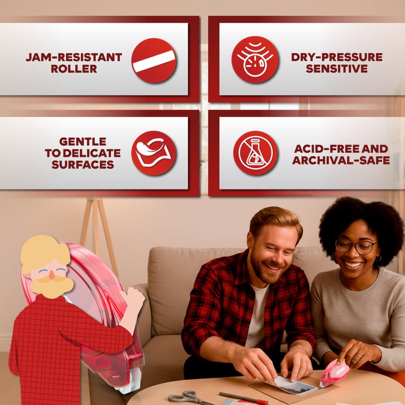 XFasten Adhesive Roller for Scrapbooking, 8mm x 30ft 4-Pack Double Sided Glue Tape Roller, Scrapbook Supplies for Adults, Photo Tape for Scrapbooking - Image 2