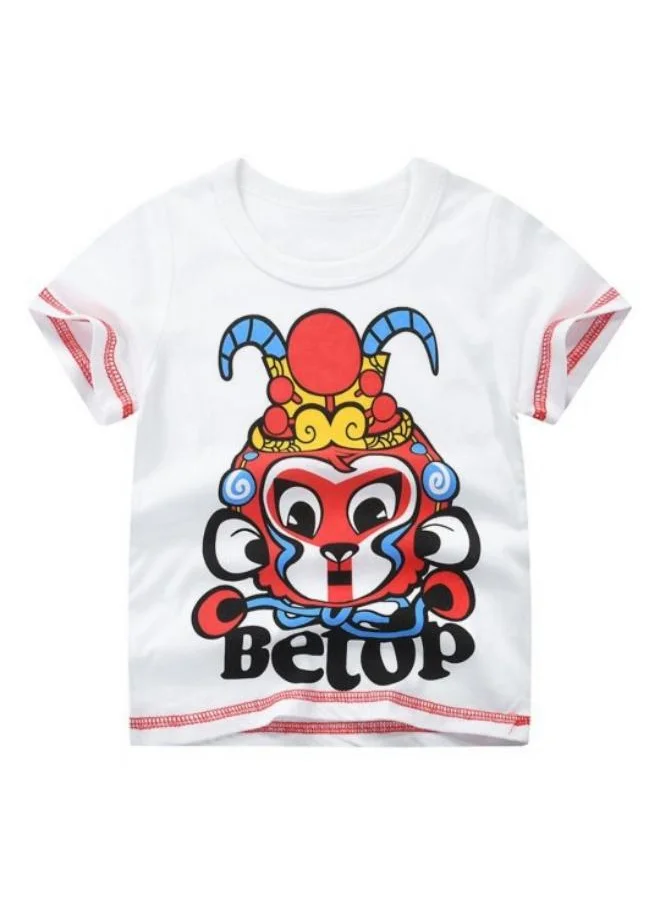 YUNIQEE White Printed Short Sleeve Crew Neck T-Shirt