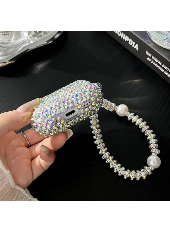 Loquat Handmade TPU Soft Shell Bluetooth Earphone Case Laser Rhinestone Suitable For ApplePro2 1/2 Generation Pro Wireless Charging Case-Color:Laser Rhinestone Single Shell Bracelet-Model:AirPods 1/2  - Image 5