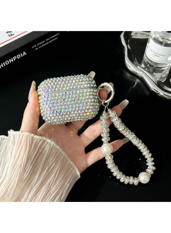 Loquat Handmade TPU Soft Shell Bluetooth Earphone Case Laser Rhinestone Suitable For ApplePro2 1/2 Generation Pro Wireless Charging Case-Color:Laser Rhinestone Single Shell Bracelet-Model:AirPods 1/2  - Image 4