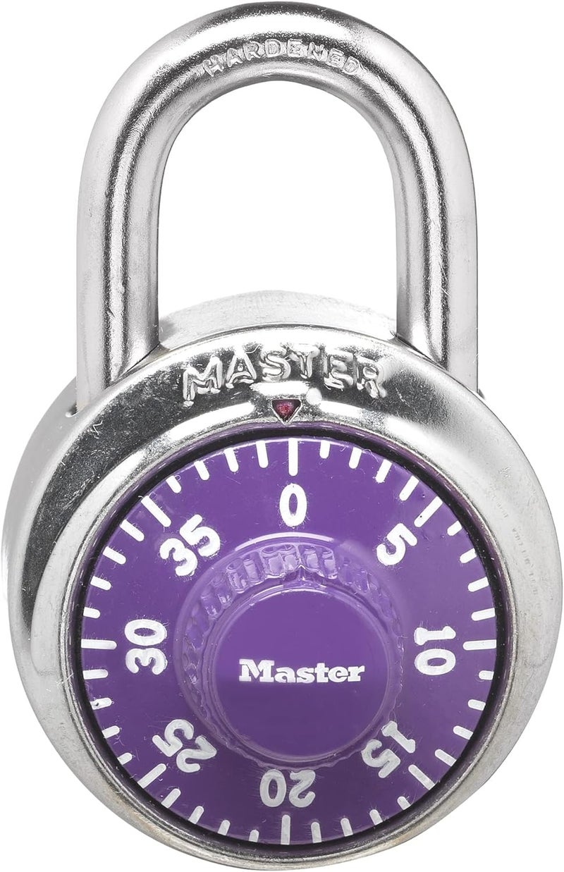 MasterLock 1514D Dial Combination Padlock, 1-7/8 in. Wide with 3/4 in. Long Shackle, Purple Dial - Image 1