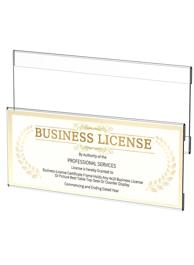 Yncotte Business License Frame 2pcs, 4x10 Acrylic Business Certificate Holder for Wall with Tape No Drilling, License Holder for Cosmetology Salon Barber Esthetician Office Document Display - Image 1