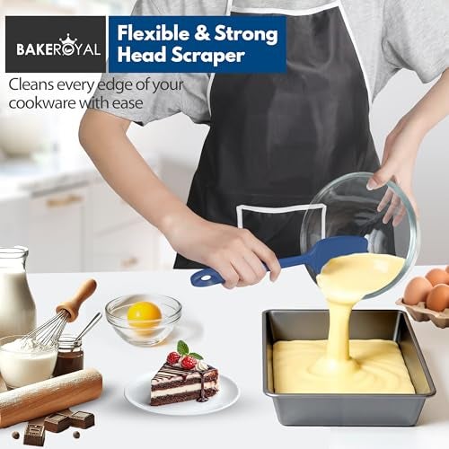 BakeRoyal Silicone Spatula Set - 4-Piece Rubber Spatulas Silicone Heat Resistant 600°F for Everyday Task - Seamless Design Kitchen Spatulas for Nonstick Cookware - Royal Blue - Image 4