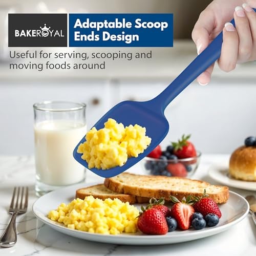 BakeRoyal Silicone Spatula Set - 4-Piece Rubber Spatulas Silicone Heat Resistant 600°F for Everyday Task - Seamless Design Kitchen Spatulas for Nonstick Cookware - Royal Blue - Image 5