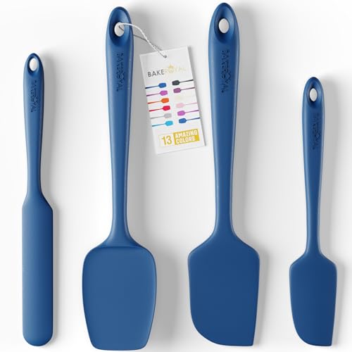 BakeRoyal Silicone Spatula Set - 4-Piece Rubber Spatulas Silicone Heat Resistant 600°F for Everyday Task - Seamless Design Kitchen Spatulas for Nonstick Cookware - Royal Blue - Image 1