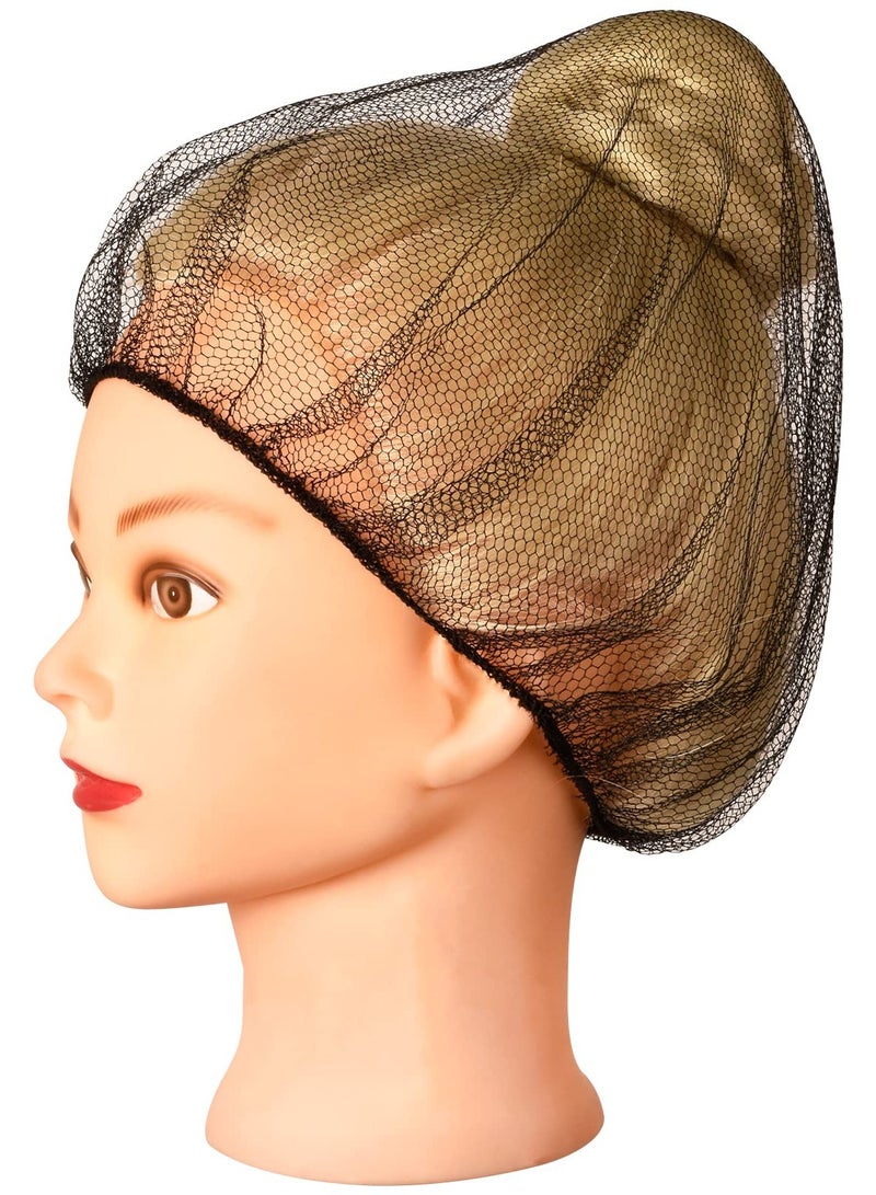 SOLARAE Nylon Hair Net Black 24 Inch, Durable Hair Nets Food Service. 100Pcs Disposable Hairnets for Sleeping/Equestrian/Commercial/for Women & Men - Image 1