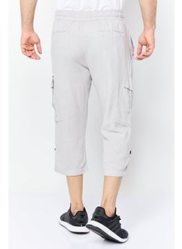 Threadbare Men Plain Cargo Cropped Pants, Light Grey  - Image 2
