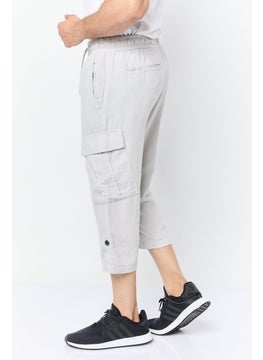 Threadbare Men Plain Cargo Cropped Pants, Light Grey  - Image 4